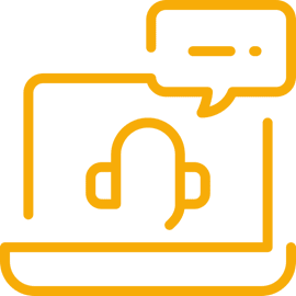 Expert with headphones in front of a monitor, representing live support channels for TransStock users as part of software maintenance