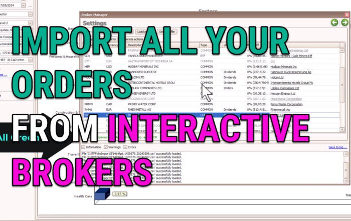 Screenshot of Transfolio interface showing the import process of transactions from Interactive Brokers