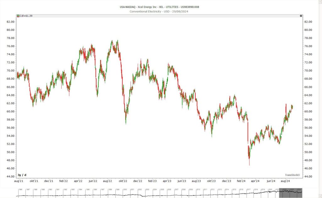 Kerzendiagramm mit dynamischer Bildlaufleiste und Sparkline in der TransStock-Software.