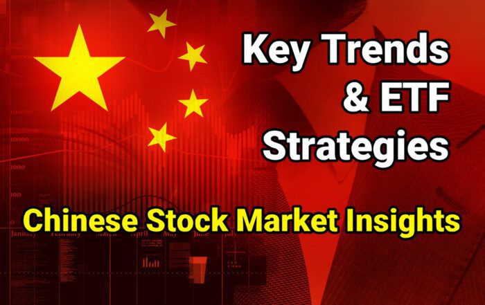 Deze afbeelding toont de Chinese vlag en de Chinese beurs op de achtergrond.