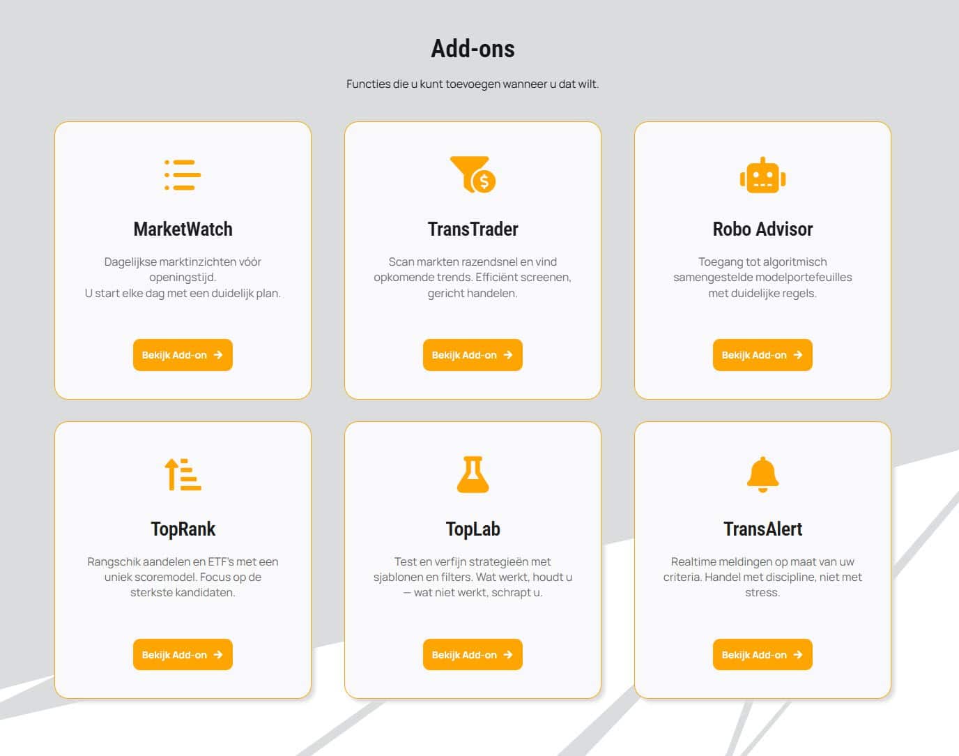 TransStock アドオン: TopRank、TopLab、RoboAdvisor、TransTrader、TransAlert