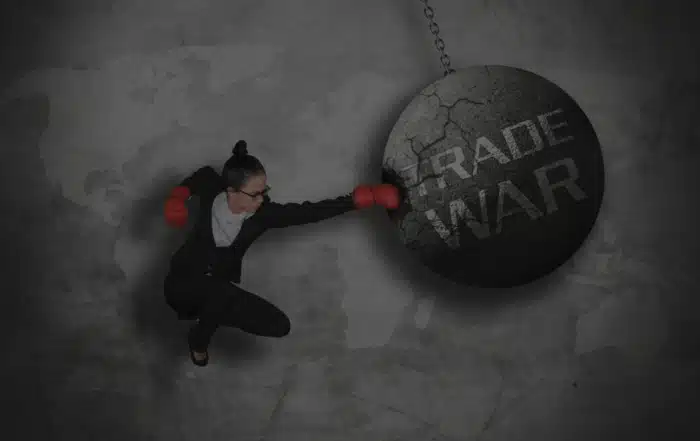 Bokshandschoenen tegen “trade war” sloopkogel — Nasleep tariefaanpassingen & sectoranalyse (illustratie)