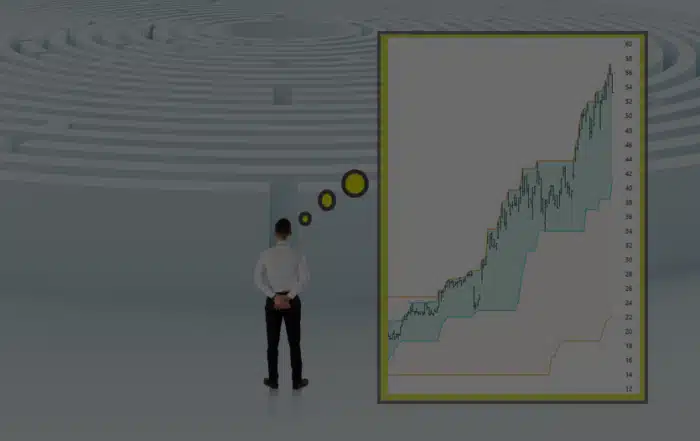 Labyrint met grafiek in koerskanaal – boven- en onderband (illustratie)