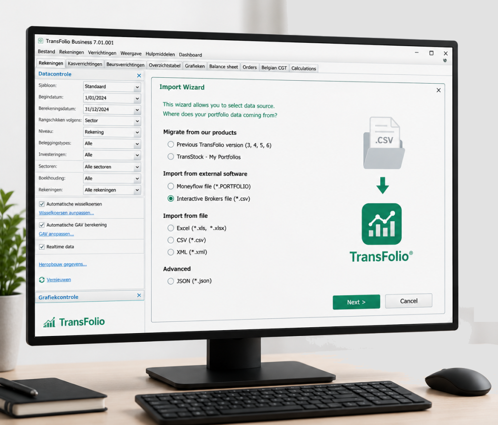 TransFolio Import Wizard — automatische import van brokers met herkenning van transacties